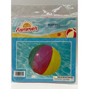 Hello Summer Inflatable Beach Ball 13.2" X 13.4" Multicolor For Ages 4+